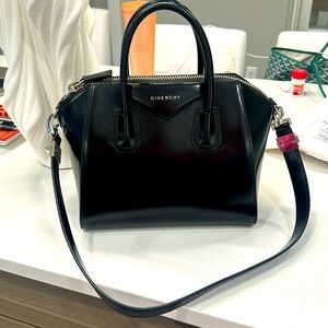 Givenchy bag black and silver tote and shoulder.